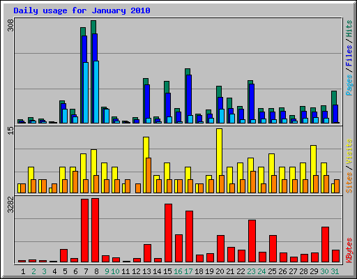 Daily usage for January 2010