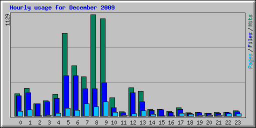 Hourly usage for December 2009